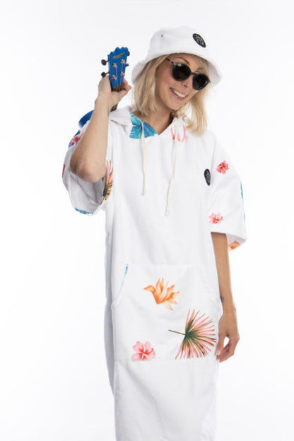 Towel Poncho - Flower Design - Unisex Adult